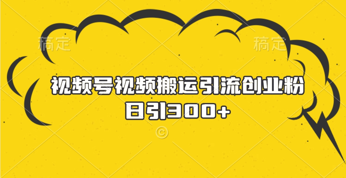 蟆城网赚–视频号视频搬运引流创业粉，日引300+-蟆城传奇源码网