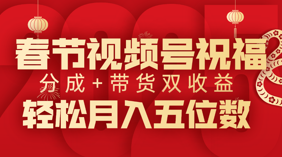 蟆城网赚–春节视频号祝福项目，分成+带货，双收益，轻松月入五位数-蟆城传奇源码网