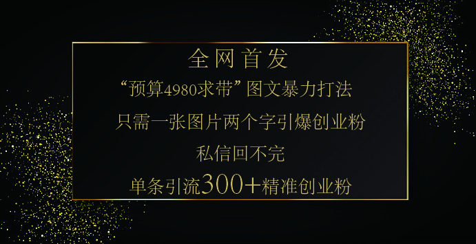 蟆城网赚–小红书，“预算 4980 带我飞” 的神奇图片引流法，堪称涨粉核武器！只需一张图，就能单条笔记凭借此方法，轻松引流 300 + 精准创业粉！-蟆城传奇源码网