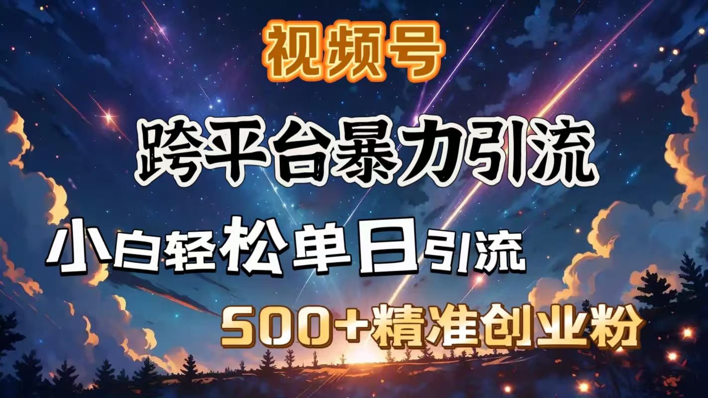 蟆城网赚–视频号跨平台暴力引流，小白轻松单日引流500＋精准创业粉-蟆城传奇源码网