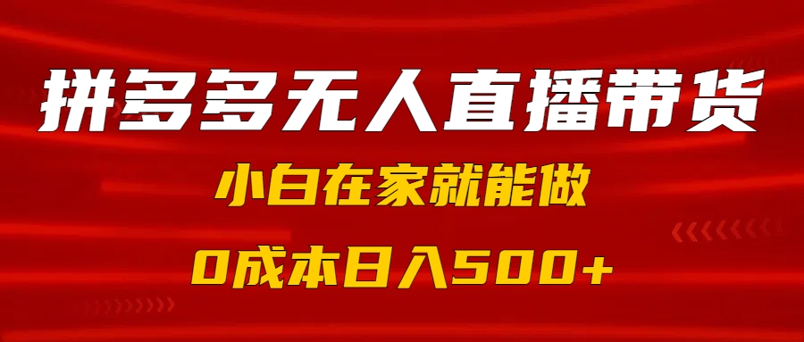 蟆城网赚–拼多多无人直播带货，小白在家就能做，0成本日入500+-蟆城传奇源码网